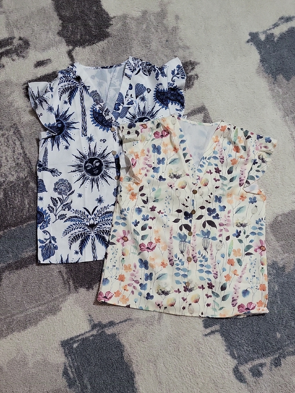 2 Floral V-neckline Summer Tops